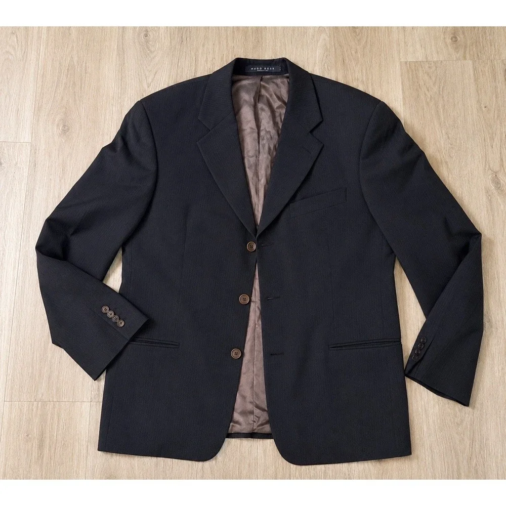 Hugo Boss Saks Fifth Avenue 100% Wool Pinstripe Blazer Sport Coat 42L